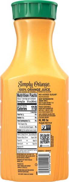 Simply orange nutrition best sale facts