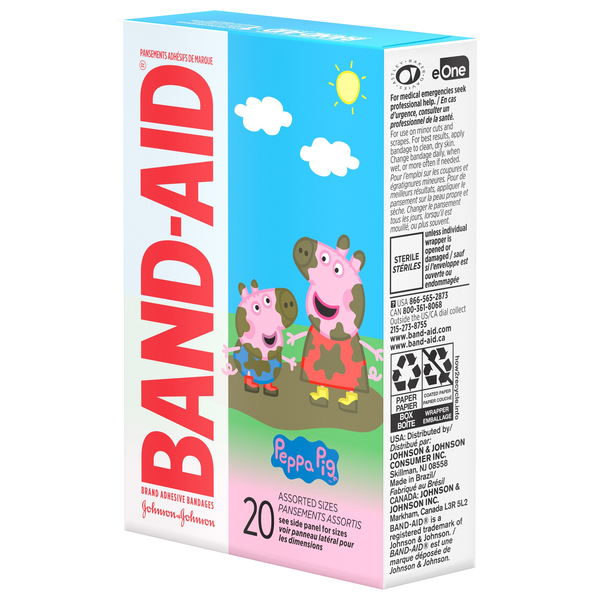 Band Aid Kid s Adhesive Bandages Assorted Sizes Peppa Pig 20 ct