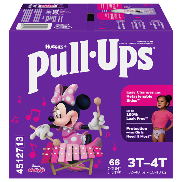 Huggies Pull-Ups Disney Junior Minnie 3T-4T Training Pants Girls 32-40 lbs  - 66 ct box