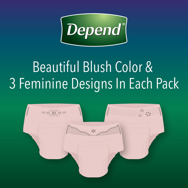 Depend Night Defense Adult Incontinence Underwear for Women, Disposable,  Overnight, Small, Blush, 16 Count : : Health & Personal Care