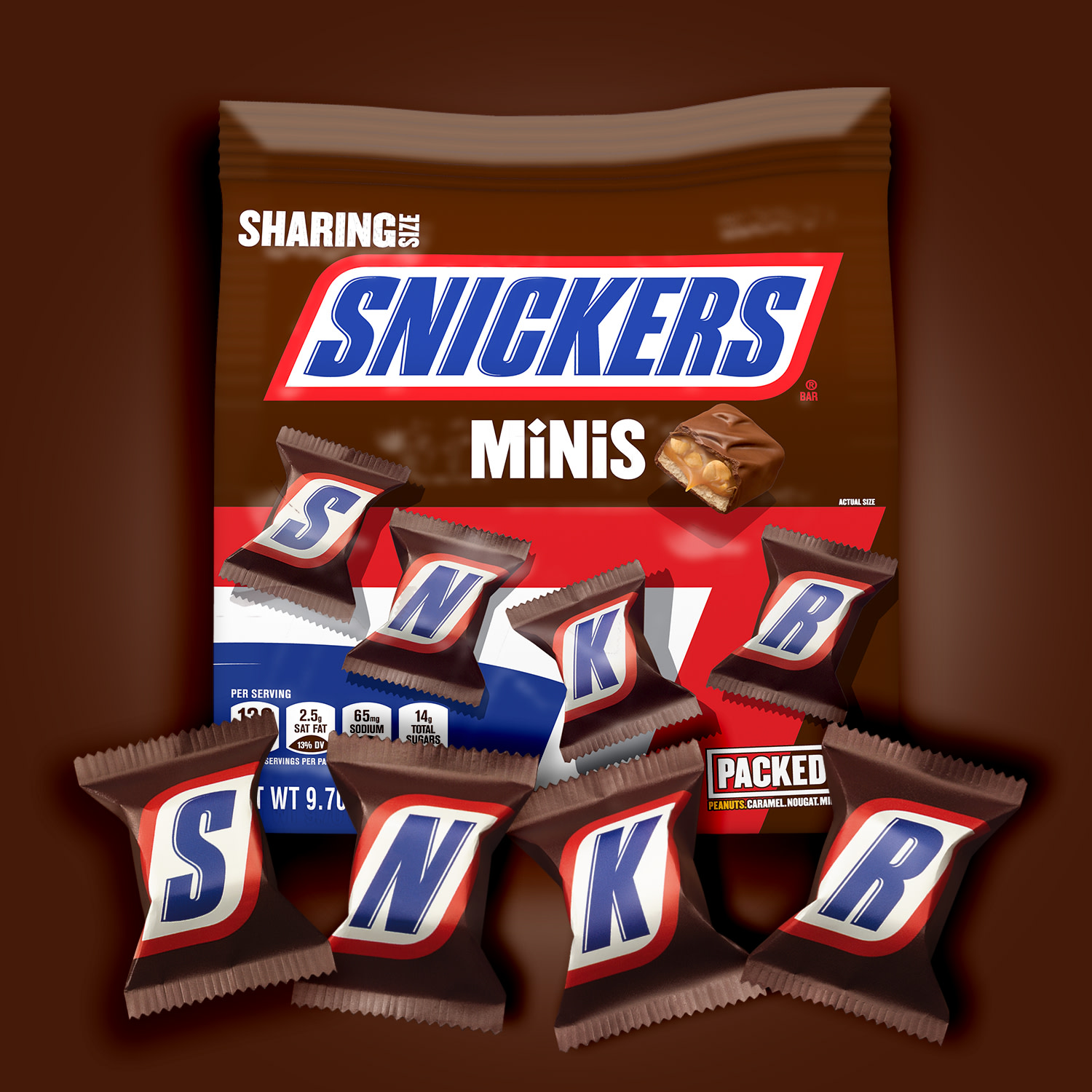 Snickers Minis Peanuts Caramel & Milk Chocolate Candy Bars - 9.7 oz bag