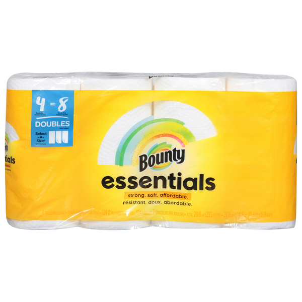 Bounty Essentials Paper Towels, Select-A-Size, White, Big Rolls, 2-Ply - 12 rolls