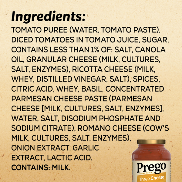 Prego Italian Pasta Sauce Three Cheese - 24 oz jar