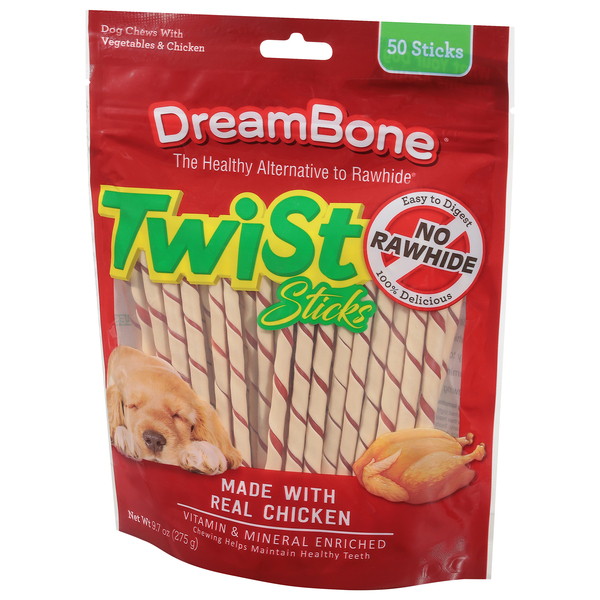 DreamBone Twist Sticks Vegetable Chicken Rawhide Free Dog Chews 50 ct 9.7 oz pkg Giant