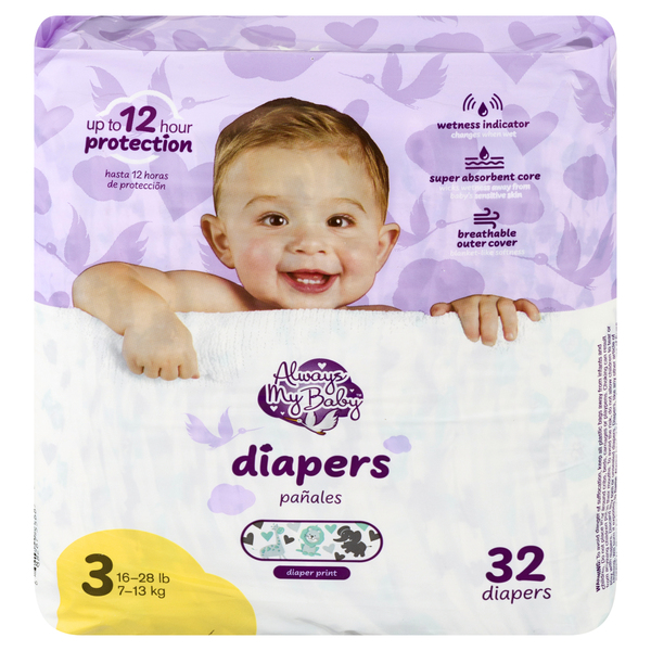 Always My Baby Size 3 Baby Diapers 16 28 lb 32 ct pkg Food Lion