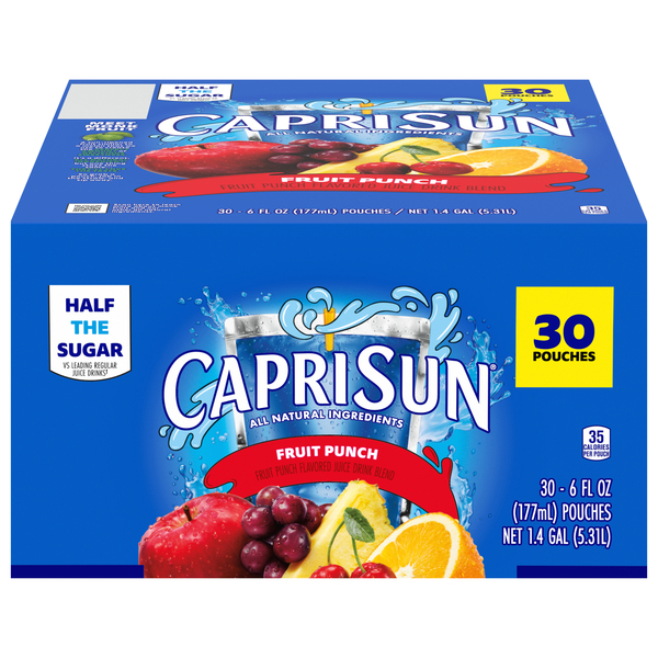 Capri Sun Juice Drink Pouches Fruit Punch All Natural - 30 pk - 6 oz pkg