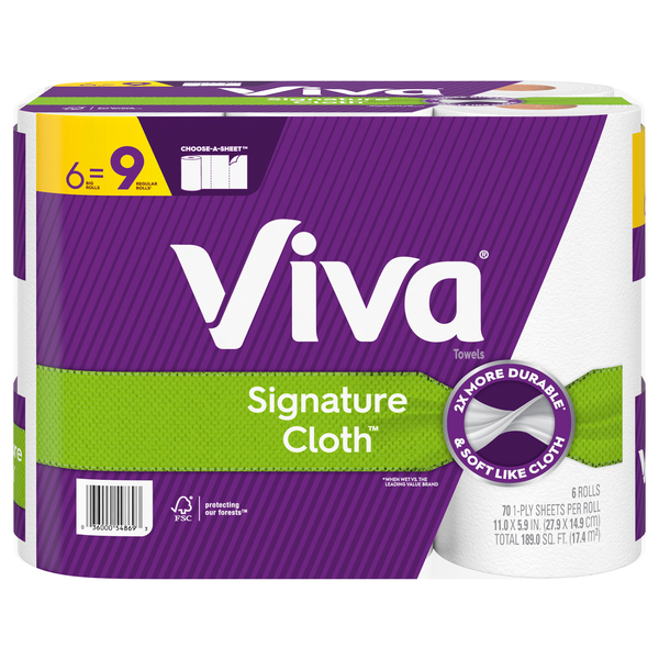 Viva Signature Cloth Choose A Sheet White Big Roll 1 Ply Paper