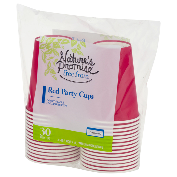 Nature's Promise Red Compostable Paper Party Cups 12 oz - 30 ct