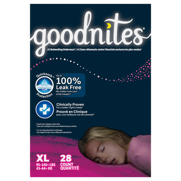 GoodNites Girls XL Nighttime Underwear 95-140+ lb - 28 ct box | MARTIN'S