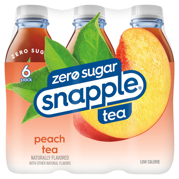 Snapple Zero Sugar Peach Tea, 16 fl oz, 12 count