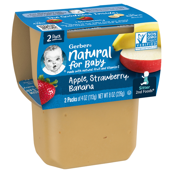Gerber Natural Stage 2 Baby Apple Strawberry Banana - 2 ct - 8 oz