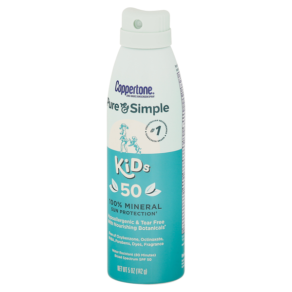 Coppertone Pure Simple Kids Sunscreen Spray SPF 50 5 oz can