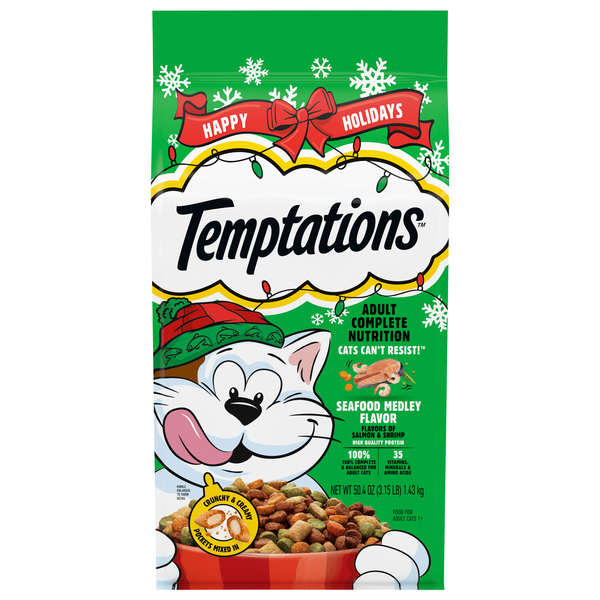 Temptations Happy Holidays Seafood Medley Flavor Adult Dry Cat Food 3.15 lb bag GIANT