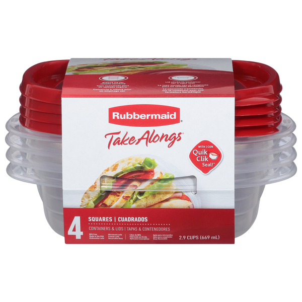 Rubbermaid Take Alongs Containers, with Lids, Square, 2.9 Cup, Household