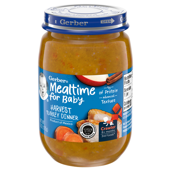 Gerber Mealtime for Baby Stage 3 Food Harvest Turkey Dinner 6 oz