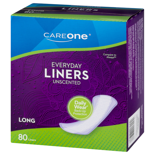 CareOne Everyday Liners Long Length Unscented - 80 ct pkg