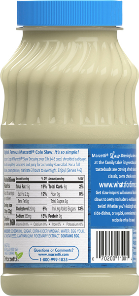how long does marzetti slaw dressing last after opening Marzetti Original Slaw Dressing - 13 Fluid Ounce