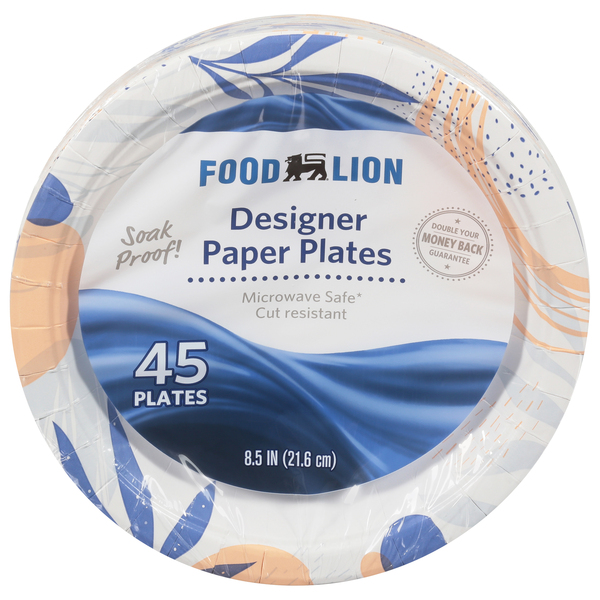 Food Lion Designer Paper Plates 8.5 Inch 45 ct pkg Food Lion