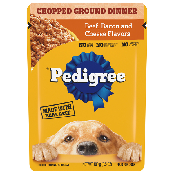 Pedigree Chopped Ground Dinner Wet Dog Food Beef Bacon Cheese