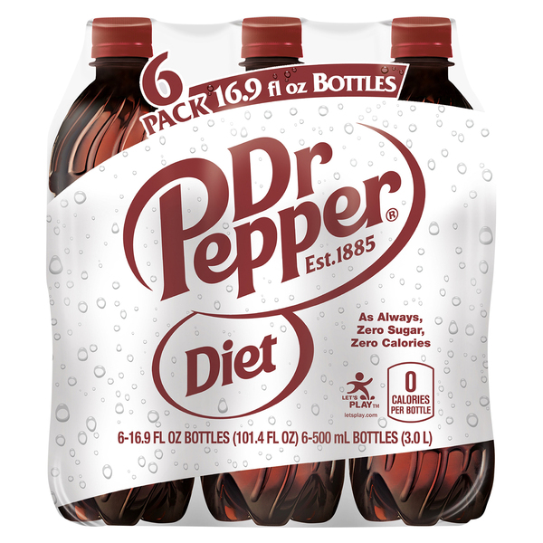 Diet Dr Pepper® Soda Bottles, 6 pk / 16.9 fl oz - Dillons Food Stores
