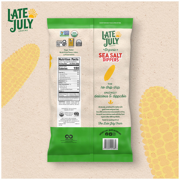 Late July Organic Gluten Free Sea Salt Dippers Tortilla Chips 7.4 oz bag GIANT