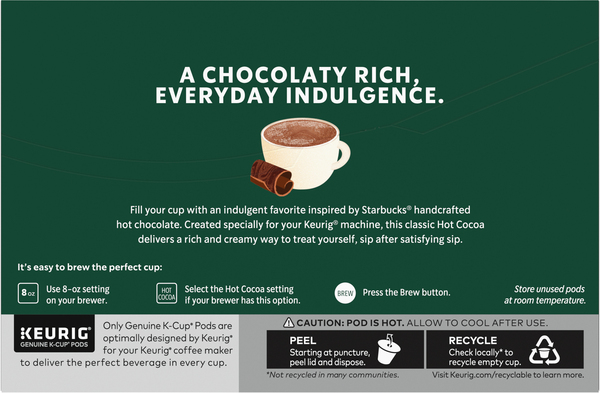 Starbucks Classic Hot Cocoa K Cup Pods 10 ct box Giant