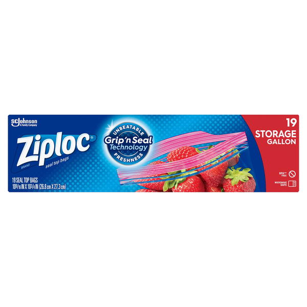 Ziploc Double Zipper Gallon Storage Bags 19 ct box Giant
