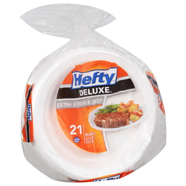 Hefty Plates, Deluxe, Extra Strong & Deep, 8.875 Inch, Plates