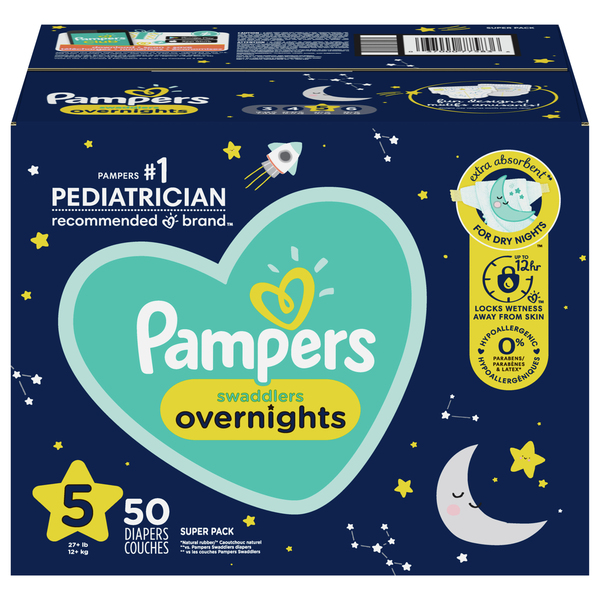 Pampers overnight swaddlers top size 5