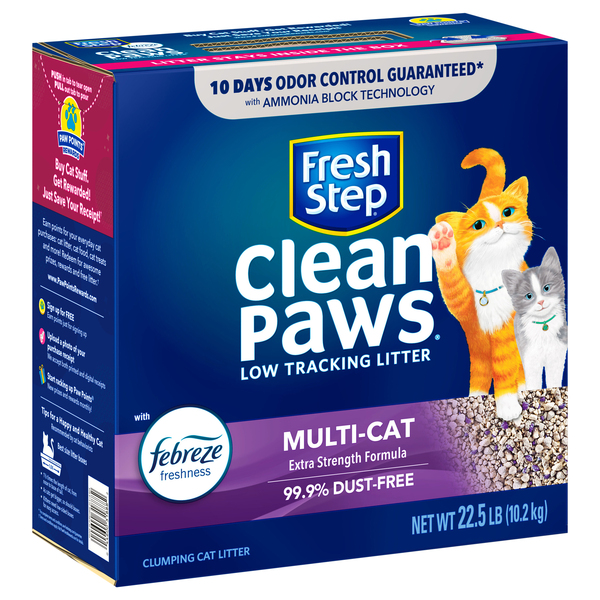 Fresh Step Clean Paws Unscented Clumping Cat Litter, 22.5 lbs 