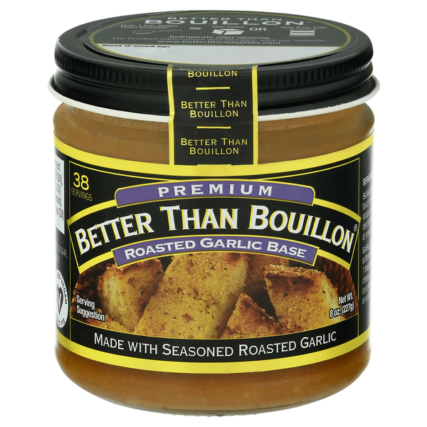  Better Than Bouillon Premium Roasted Garlic Base, Made with  Seasoned Roasted Garlic, 38 Servings Per Jar, 8 Ounce (Pack of 2) : Grocery  & Gourmet Food