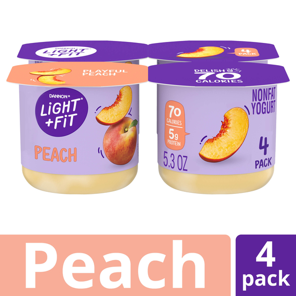 Dannon Light + Fit Fat Free Playful Peach Yogurt Cup - 4 ct - 21.2