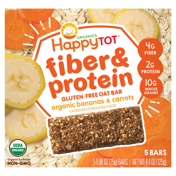 Happy Tot Organics Fiber & Protein Soft-Baked Oat Bar Banana