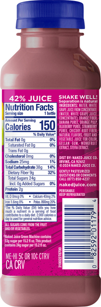 Naked Lower Sugar Berrylicious Smoothie Fresh 15.2 oz btl GIANT