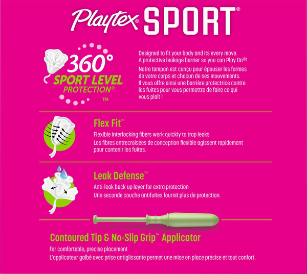 Playtex Sport Tampons Super Plastic Applicator Tampons Fragrance Free - 36  ct box