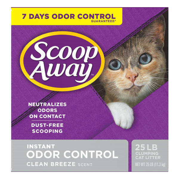 Scoop Away Instant Odor Control Clumping Clean Breeze Scent Cat Litter 25 lb box GIANT