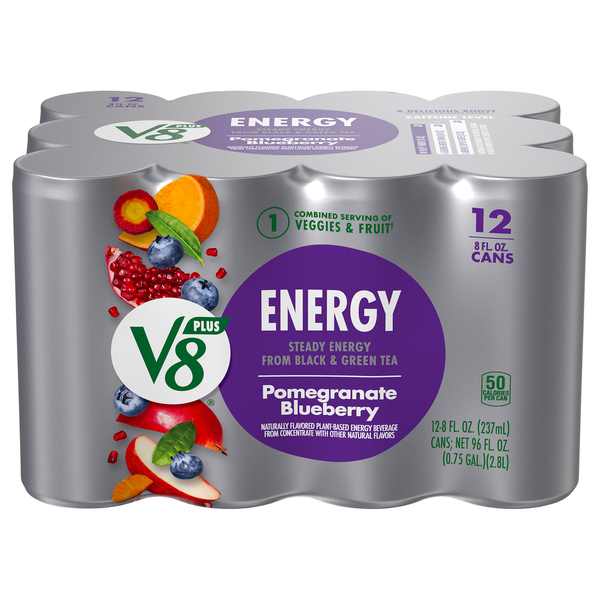 V8 Plus Pomegranate Blueberry Flavored Sparkling Energy Drink 12 pk 8 oz can Giant