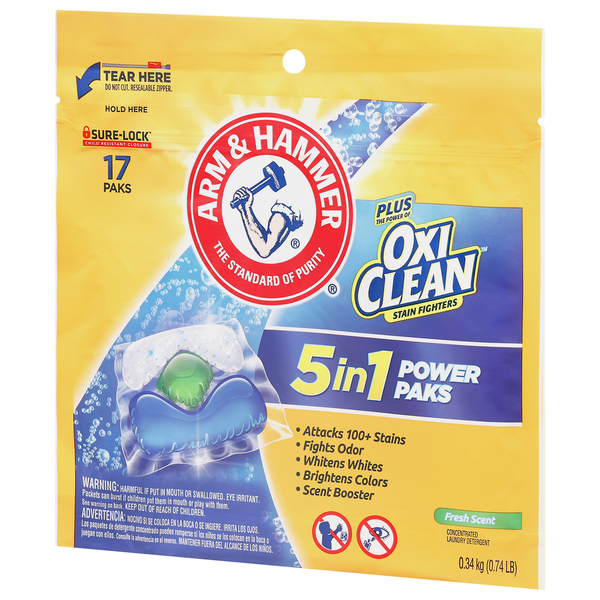 Arm Hammer Plus OxiClean Fresh Scent 5 in 1 Power Paks Laundry
