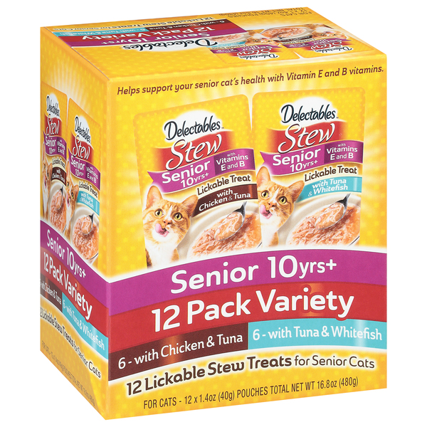 Delectables Stew Senior 10 yrs Lickable Treat Variety Pack 12