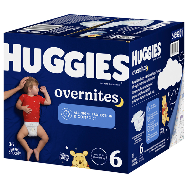 Huggies Overnites Diapers, Disney Baby, 6 (Over 35 lb) - 48 diapers