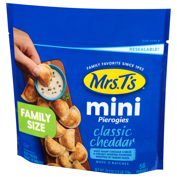 Mrs. T s Mini Classic Cheddar Pierogies Family Size 56 ct Frozen 25.6 oz bag GIANT