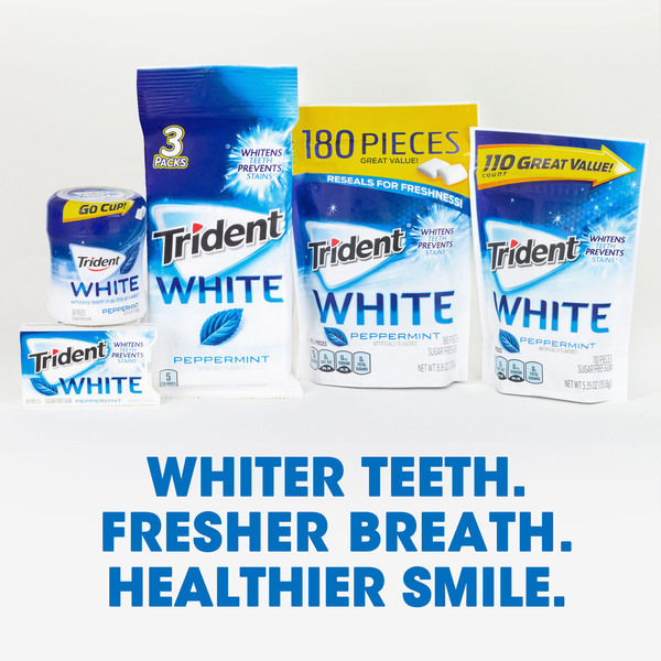 Trident White Sugar Free Gum Peppermint - 3 pk - 48 ct pkg