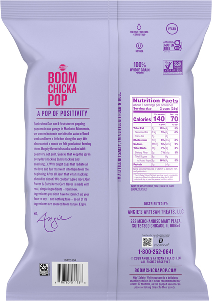 Angie s BOOMCHICKAPOP Gluten Free Sweet Salty Kettle Corn Popcorn 7 oz bag MARTIN S