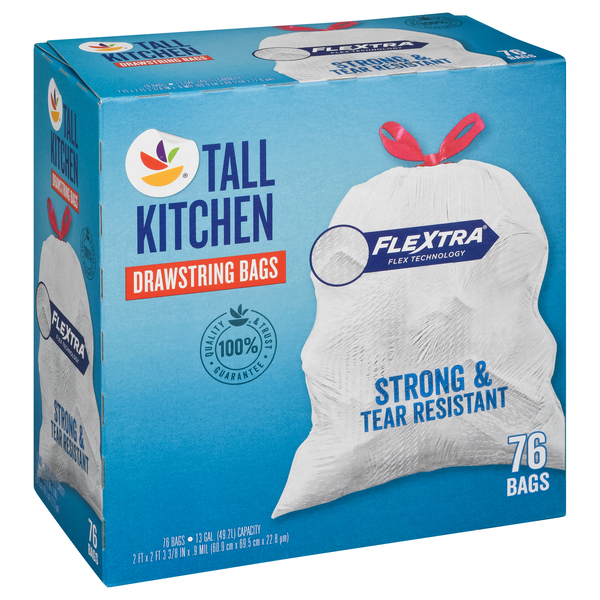 Great Value 13-Gallon Drawstring Tall Kitchen Trash Bags, Unscented, 20  Count 