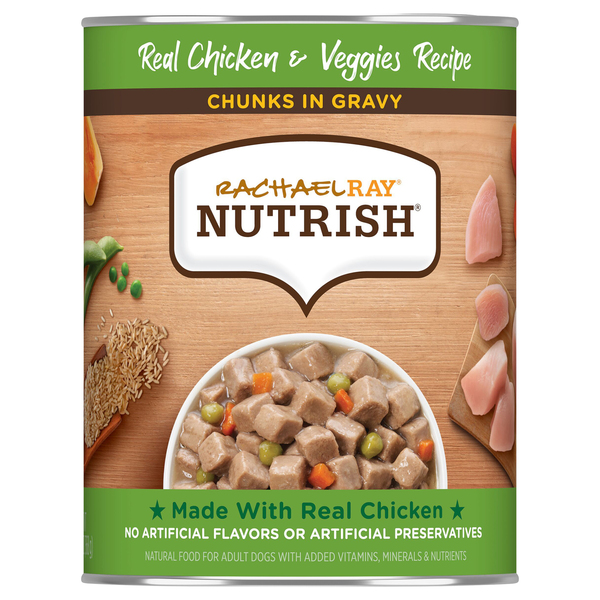Rachael Ray Nutrish Chunks in Gravy Chicken Veggies Adult Wet Dog Food 13 oz can Giant