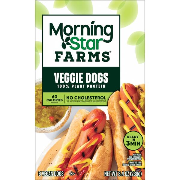 MorningStar Farms Plant Protein Veggie Dogs 6 ct Frozen 8.4 oz box Giant