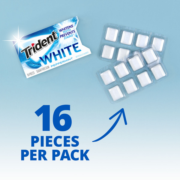 Trident White Sugar Free Gum Peppermint - 3 pk - 48 ct pkg