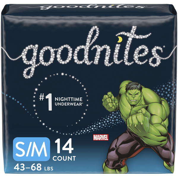 GoodNites Boys S/M Nighttime Underwear 43-68 lb - 14 ct pkg
