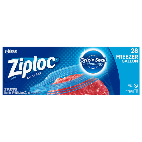 Ziploc Seal Top Gallon Freezer Bags - 28 ct box