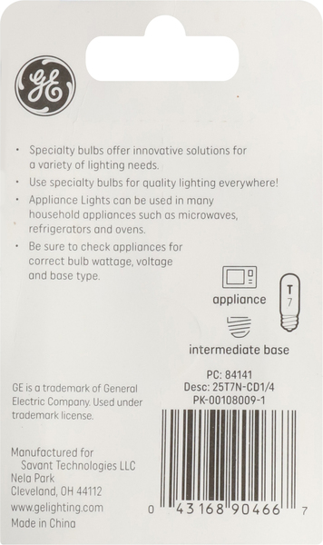 GE 25-Watt E17 T7 Microwave Oven Light Bulb, 1 ct - Foods Co.